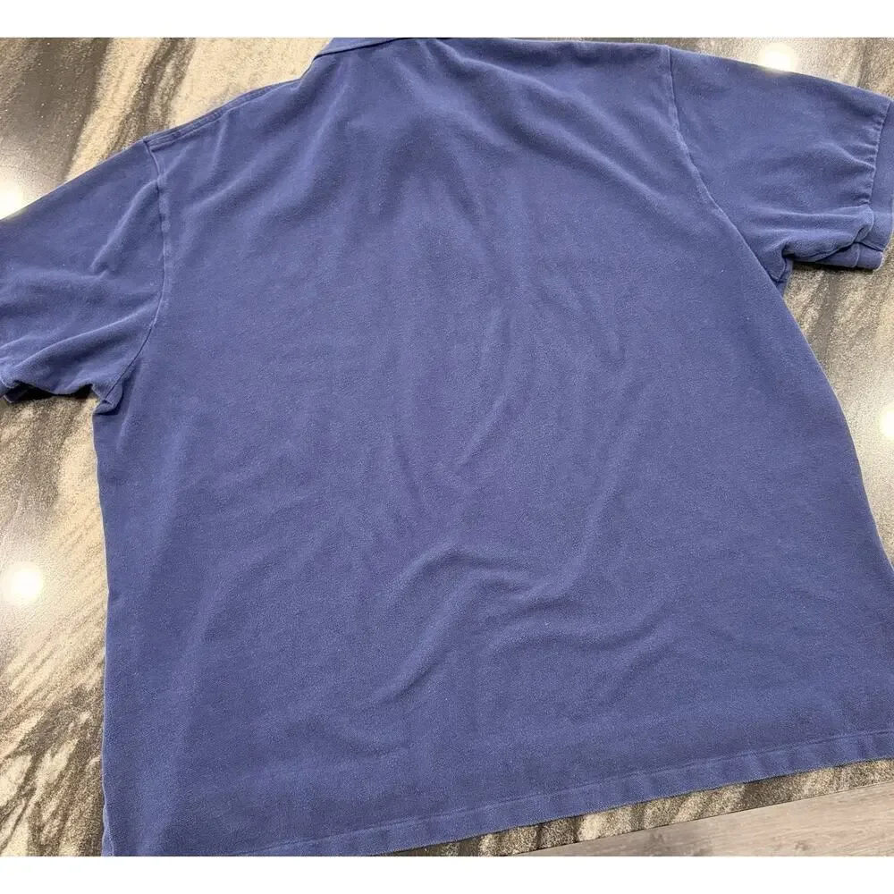 Polo Ralph Lauren Mens 2XB Blue Solid Polo Shirt Embroidered Logo Cotton Golf